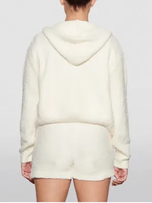 Skims Cozy Knit Zip-Up Hoodie Jacket Bone Cream Size Small / Medium Fuzzy Boucle thumbnail 4
