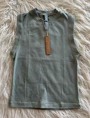 Skims Cotton Jersey Mock Neck Tank Mineral Size XS thumbnail 1