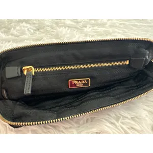 Prada black gold triangle nylon pouch toiletry cosmetic‎ case bag thumbnail 12