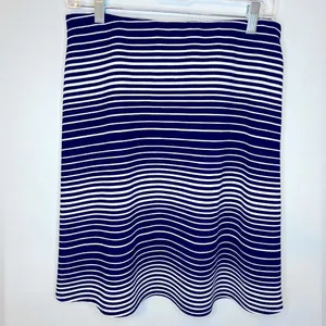 Margaret M Blue and White Striped A-Line Knee-Length Skirt Women’s Size M thumbnail 2