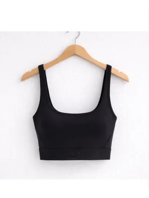 KITH Laila Double Scoop Black Sport Lounge Bra Logo Tape- Size Medium thumbnail 2
