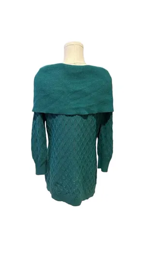 Jaclyn Smith Women's Teal Green Cable Knit Cowl Neck Sweater thumbnail 6