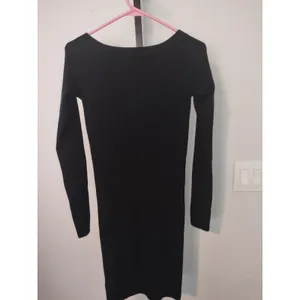 Line And Dot S Ribbed Wool/Rayon Sweater Dress long sleeve black Small thumbnail 6