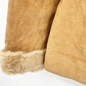 Giacca Womens Vintage Genuine Leather Faux Fur Trim Penny Lane Shearling Coat M thumbnail 2