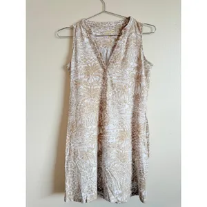 Lilly Pulitzer Dress‎ Women XS Gold White Etta Tropical Pima Cotton Shift V-Neck thumbnail 4
