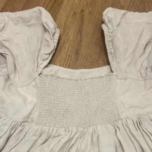 J. Crew Size 12 Beige Puff Sleeve Linen-Cupro Blend Mini A-Line Dress Pockets thumbnail 6