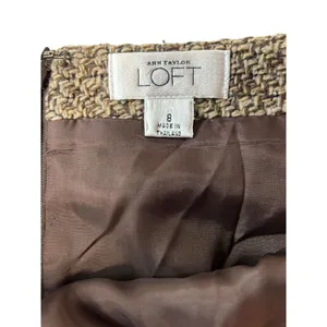 Ann Taylor Loft Women Tweed Texture Flounce Skirt Brown Floral Hem Accent Size 8 Wool Blend thumbnail 16