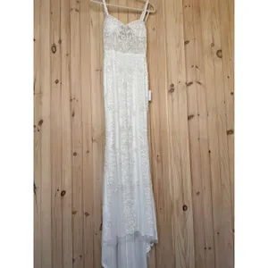 NWT Lulus Momentous Love White Beaded Bustier Mesh Mermaid Maxi Dress Bride XS thumbnail 3