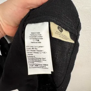 Madewell Tank Top Womens Size L Black Cropped Square Neck Smocked Back Linen thumbnail 6