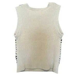 Crochet Granny Square Floral Sweater Vest M Neutral Cottagecore Grannycore Layer thumbnail 5