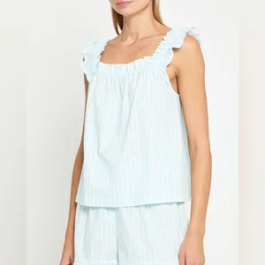Few Moda kourt Aura Two-Piece Pajama Set -‎ Size M - Mint Stripe - NWT thumbnail 5