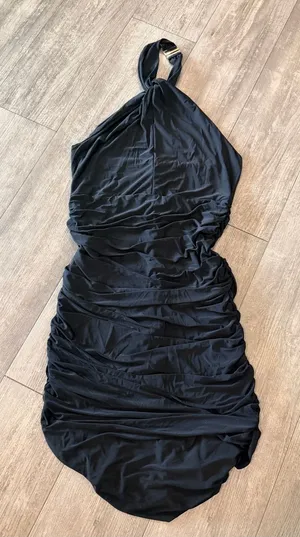 Club L London Black Backless Halter Bodycon Midi Dress thumbnail 1