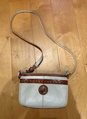Brighton London Groove crossbody organizer leather bag purse ivory thumbnail 1