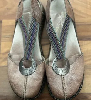 Rieker Comfort Mary Jane Flats EU 38 US 7.5 Brown Leather Rainbow Strap Boho thumbnail 1