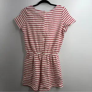 Lumiere Womens Large Red Ivory Striped Cotton Romper NWT Nautical Coastal thumbnail 4