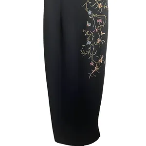 Maggie London Women Cottage Floral Maxi Dress 10 Black Embroidered Sheath‎ Boho thumbnail 4