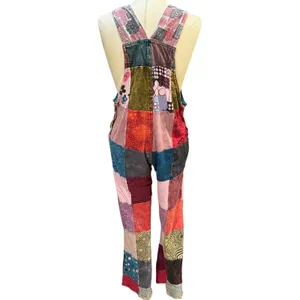 VTG Rhea S Patchwork Overalls Jumpsuit Cotton Boho Hippie Festival Cottagecore thumbnail 2