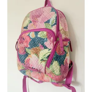 Vera Bradley Iconic Campus Backpack Pink Quilted Floral Backpack thumbnail 3