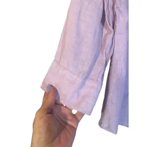 L.L. Bean Lilac Purple Linen Long Sleeve Collared Button Down Shirt Women Sz M thumbnail 5