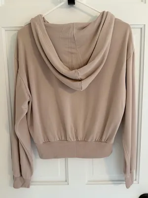 Young Fabulous & Broke Taupe Cropped Hooded Pullover Sweatshirt Small‎ thumbnail 5