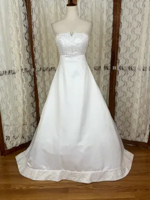 Beautiful Vintage 90s Mori Lee Strapless Satin Wedding Gown thumbnail 1