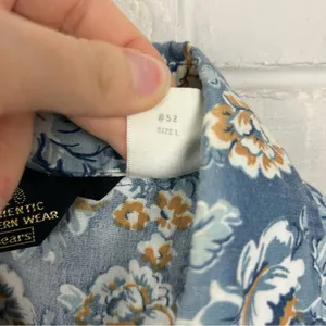 Vintage Sears Authentic Western Wear Pearl Snap Floral Button Down Shirt Size L thumbnail 10