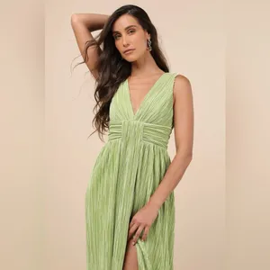 LULU’S Melitta Lime Green Plisse Sash Maxi Dress thumbnail 6