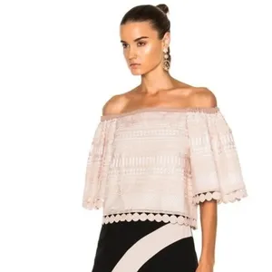 Revolve‎ ALEXIS Finn Lace Off Shoulder Top Blouse Blush Pink Silk Lacey X-Small thumbnail 5
