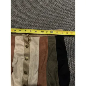 ANDREE By Unit Skirt Earth Tone Stripe Snap Front A-Line Medium Festival Boho thumbnail 6