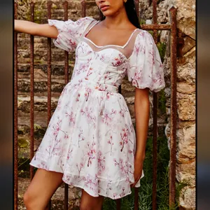 Bardot White Mini Dress with Pink Floral Print thumbnail 2