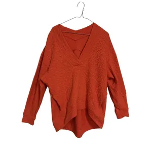 Lululemon‎ Textured V-Neck Pullover Sweater Orange Size 4 LW3EOXS High-Low Hem thumbnail 2