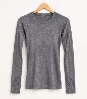 Lululemon Swiftly Tech Long Sleeve Gray Thumbhole Running Top Size 2 Athletic thumbnail 1