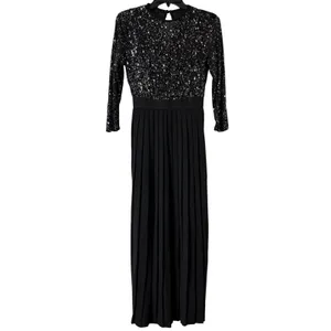 Little Mistress London Dress Women Size US 2 Black Sequin Pleated Midaxi Formal thumbnail 2