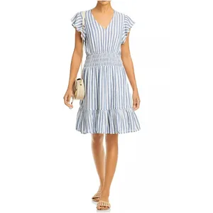 Rails Tara Boracay Stripe Mini Dress Blue White Tired Ruffle Summer Women Small thumbnail 2
