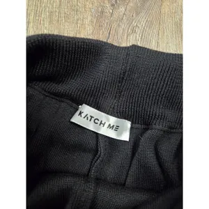 Katch Me black ribbed knit wide-leg trousers One Size Pants Stretchy thumbnail 3