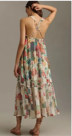 Anthropologie Dress Floral Maxi Boho Paisley thumbnail 2