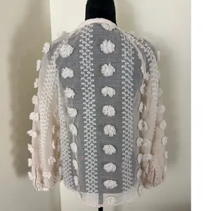 Charming Zara Light Pink Floral 3D Appliqué Blouse XS thumbnail 7