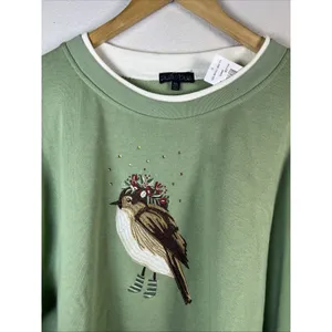 Bua Bue XXL Green Christmas Bird Sweatshirt Top Shirt Cozy Grannycore vintage thumbnail 5