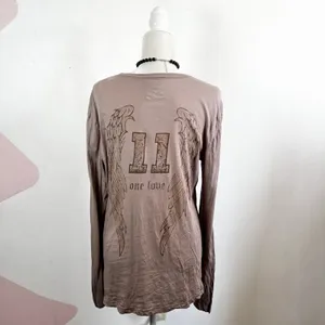 Vintage‎ Y2K Wings Print Top Sz Small Oversized Grunge 2000s Indie Sleaze thumbnail 2