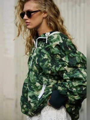 NWOT Free People Movement Happy Camper Hiking Pullover Jacket Green Camo Small thumbnail 2