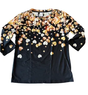 Women's 3/4 Sleeve Black and Heart Theme Top Size M #260834 thumbnail 1