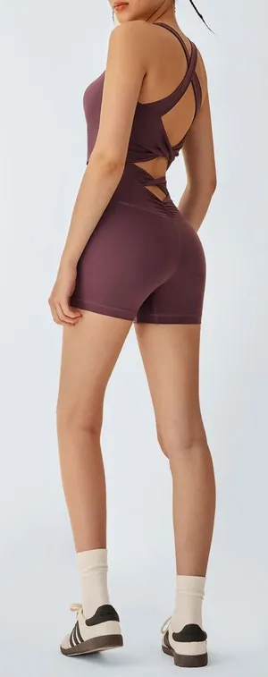 Berlook Activewear Purple Cut Out Shorts 3" thumbnail 1