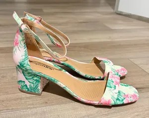 Comfortview The Orly Sandal block‎ heel floral Green Leaf pink size 10 thumbnail 1