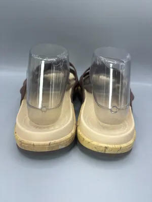Crocs Edie Slide Sandals Women 9 Brown Stretch Criss Cross Straps Beach Slip On thumbnail 4
