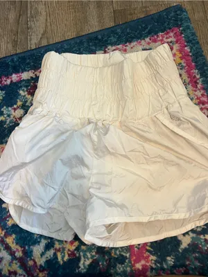 Free people movement Women's High-Waist Cream Smocked Shorts thumbnail 5