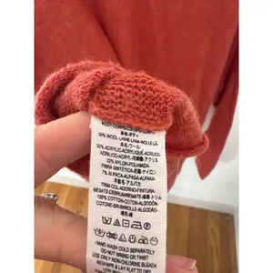Free People‎ Burnt Orange Wool Alpaca Blend Oversized V-Neck Sweater Large thumbnail 4