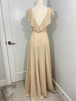 New Jenny Yoo Size 6 Sand Dune Faye Luxe Chiffon Wrap Bridesmaid Dress thumbnail 3