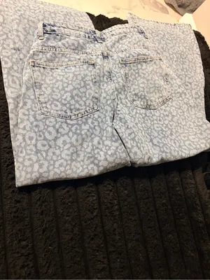 Nasty Gal Light Blue Leopard Wide-Leg Jeans thumbnail 6