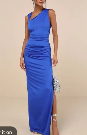 Lulus NWT enticing darling ruched asymmetrical blue dress size xsmall thumbnail 8