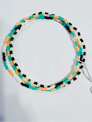 GORJANA Gigi Striped Palm Desert Glass Beaded Bracelets Set of 3 Pink Aqua Black thumbnail 4